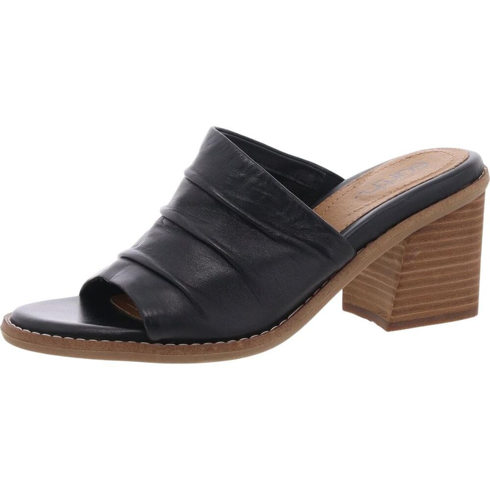 NWT Earth Womens Adara Heeled Sandals ETADARA Black Leather 7.5M